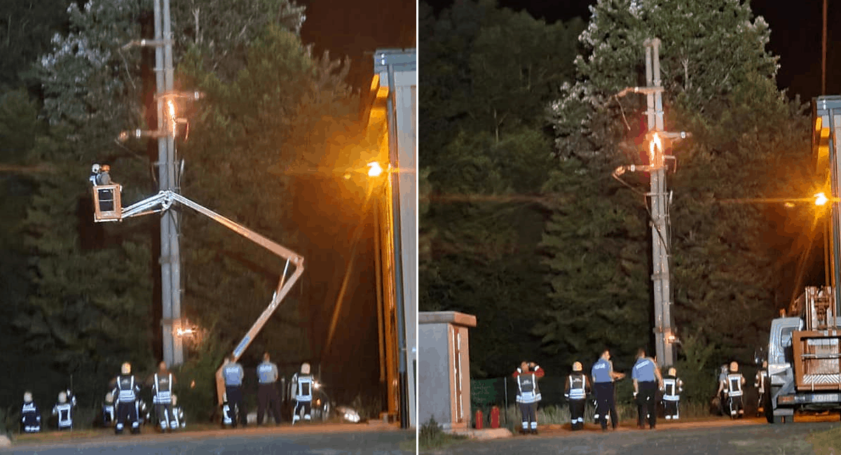 Požar kabla na stupu kod trafostanice Požar kabla na stupu kod trafostanice