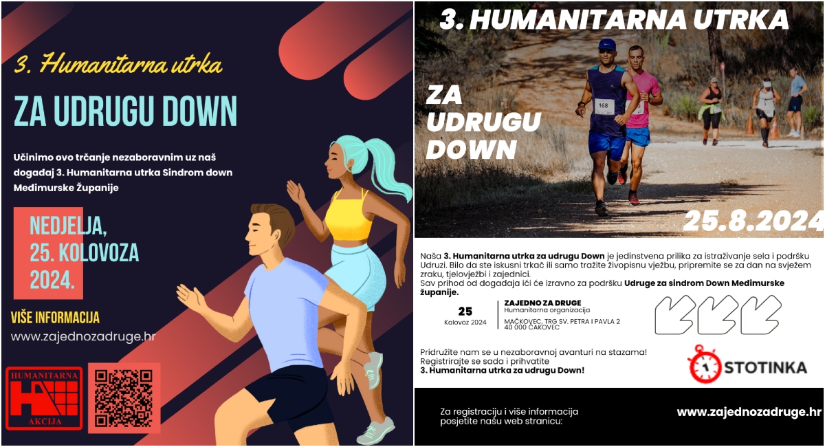 Pridružite se 3. humanitarnoj utrci u Mačkovcu i pomozite djeci s Down sindromom! Pridružite se 3. humanitarnoj utrci u Mačkovcu i pomozite djeci s Down sindromom!