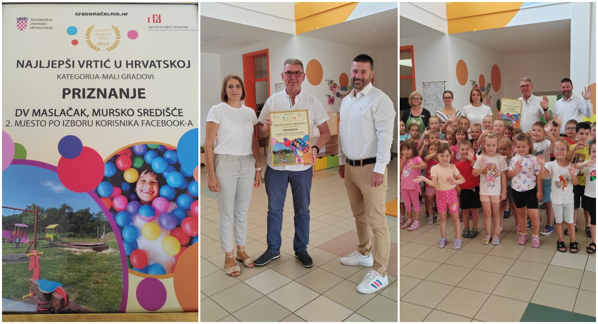 Dječji vrtić „Maslačak“ iz Murskog Središća osvojio drugo mjesto kao najljepši vrtić u Hrvatskoj Dječji vrtić „Maslačak“ iz Murskog Središća osvojio drugo mjesto kao najljepši vrtić u Hrvatskoj