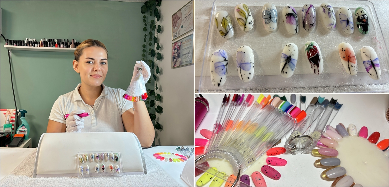 Mlada nail artistica radi umjetnine na noktima Mlada nail artistica radi umjetnine na noktima