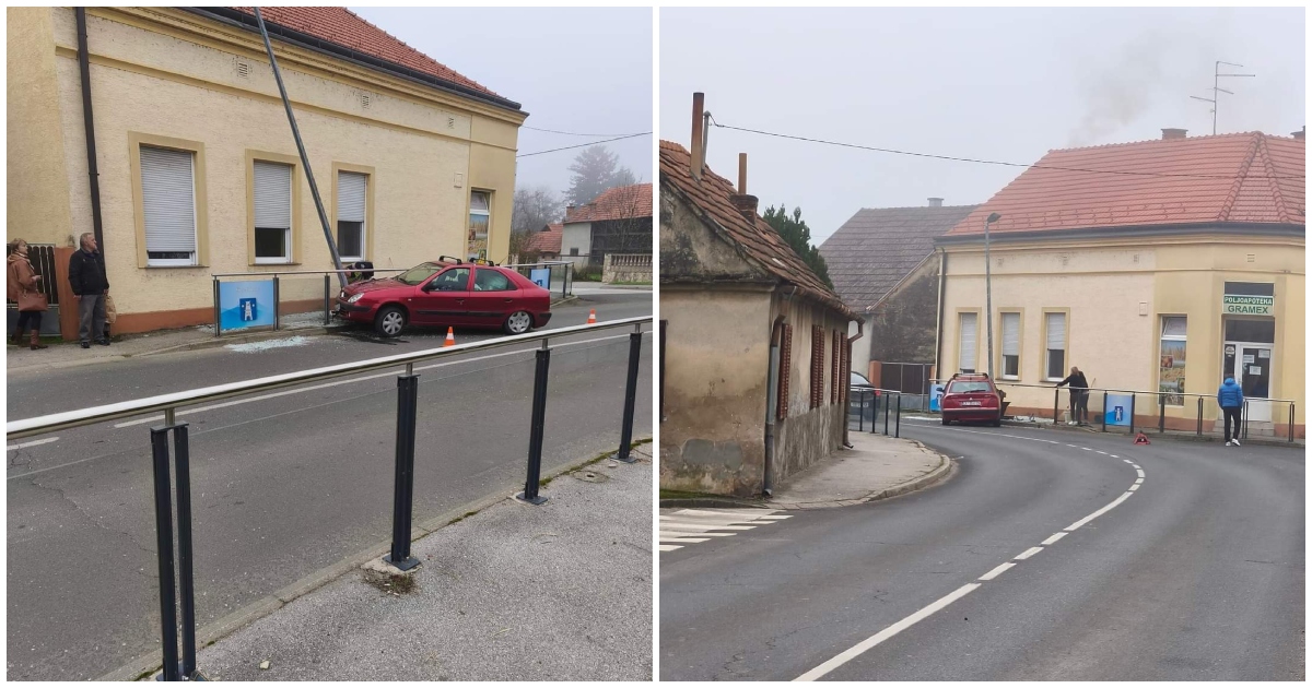 U Prelogu se autom zabio u staklenu ogradu i rasvjetni stup! U Prelogu se autom zabio u staklenu ogradu i rasvjetni stup!