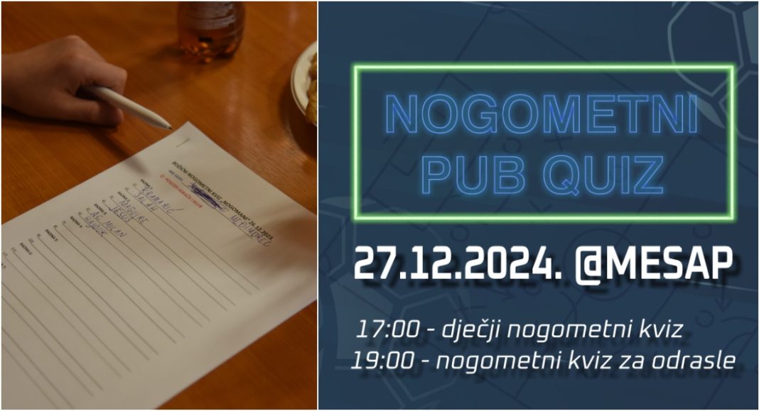 U dvorani MESAP u Nedelišću održat će se nogometni kviz u pub stilu, prijavite svoje ekipe! U dvorani MESAP u Nedelišću održat će se nogometni kviz u pub stilu, prijavite svoje ekipe!