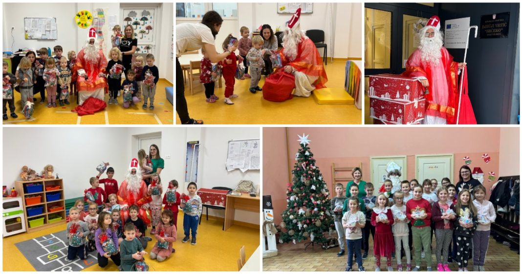 FOTO Sveti Nikola razveselio mališane u Dječjem vrtiću Srčeko i u Područnoj školi u Gornjem Kraljevcu FOTO Sveti Nikola razveselio mališane u Dječjem vrtiću Srčeko i u Područnoj školi u Gornjem Kraljevcu