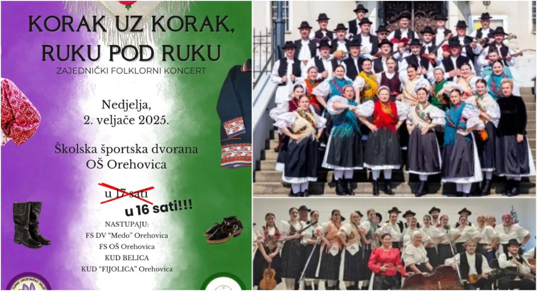 Folklorni koncert “Korak uz korak, ruku pod ruku” u Orehovici 2. veljače Folklorni koncert “Korak uz korak, ruku pod ruku” u Orehovici 2. veljače