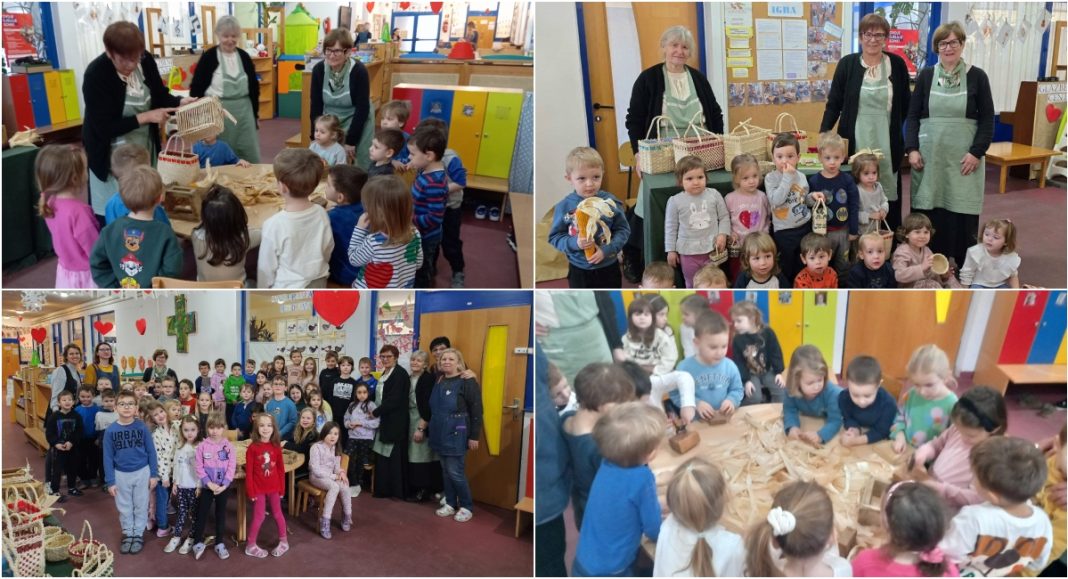 FOTO Članice ‘Udruge žena Nedelišće’ pokazale djeci iz područnog odjela “Vjeverica“ kako se plete ceker od luščinja FOTO Članice ‘Udruge žena Nedelišće’ pokazale djeci iz područnog odjela “Vjeverica“ kako se plete ceker od luščinja