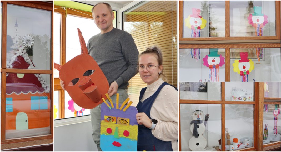 FOTO U sklopu priprema za fašnik u Belici, DV Belica uređuje izlog Općine Belica FOTO U sklopu priprema za fašnik u Belici, DV Belica uređuje izlog Općine Belica