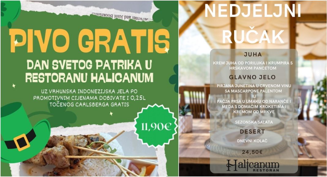 Restoran Halicanum nudi gurmanske delicije: Nedjeljni ručak i proslava Dana svetog Patrika Restoran Halicanum nudi gurmanske delicije: Nedjeljni ručak i proslava Dana svetog Patrika