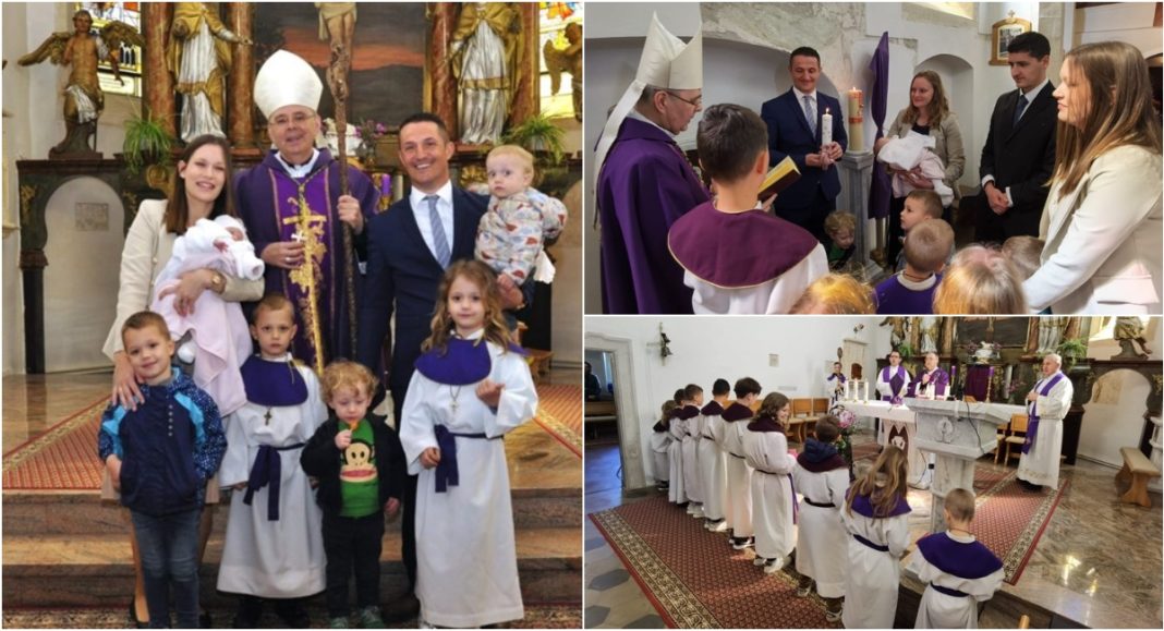 Sveti Martin na Muri: Biskup Radoš kristio malenu Mariju, šesto dijete obitelji Spajić Sveti Martin na Muri: Biskup Radoš kristio malenu Mariju, šesto dijete obitelji Spajić