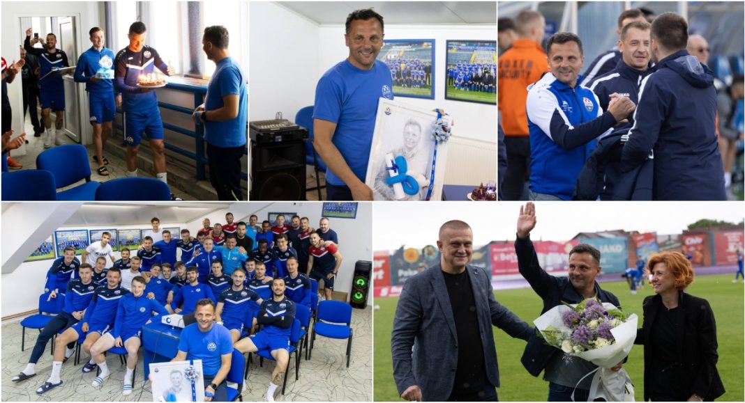 Mariu Kovačeviću igrači prvo čestitali u svlačionici, a onda i na terenu Mariu Kovačeviću igrači prvo čestitali u svlačionici, a onda i na terenu