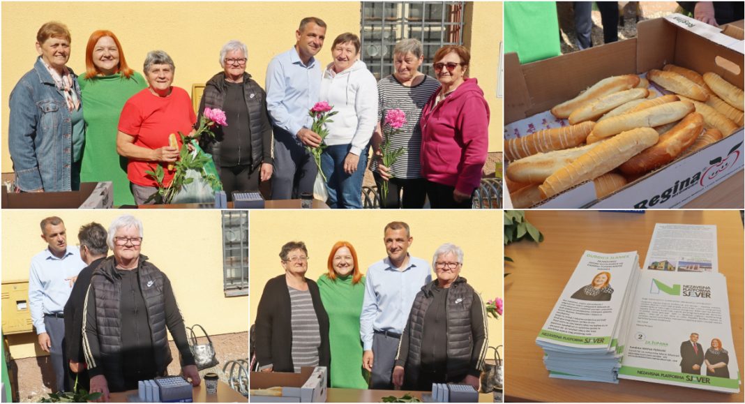 Đurđica Slamek i Matija Posavec na druženju s mještanima na tržnici u Svetoj Mariji Đurđica Slamek i Matija Posavec na druženju s mještanima na tržnici u Svetoj Mariji