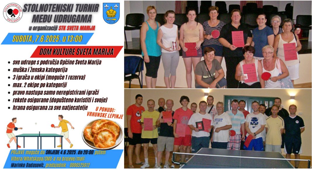 Nakon dugo godina, u Svetu Mariju se vraća “Stolnoteniski turnir Među udrugama”! Nakon dugo godina, u Svetu Mariju se vraća “Stolnoteniski turnir Među udrugama”!