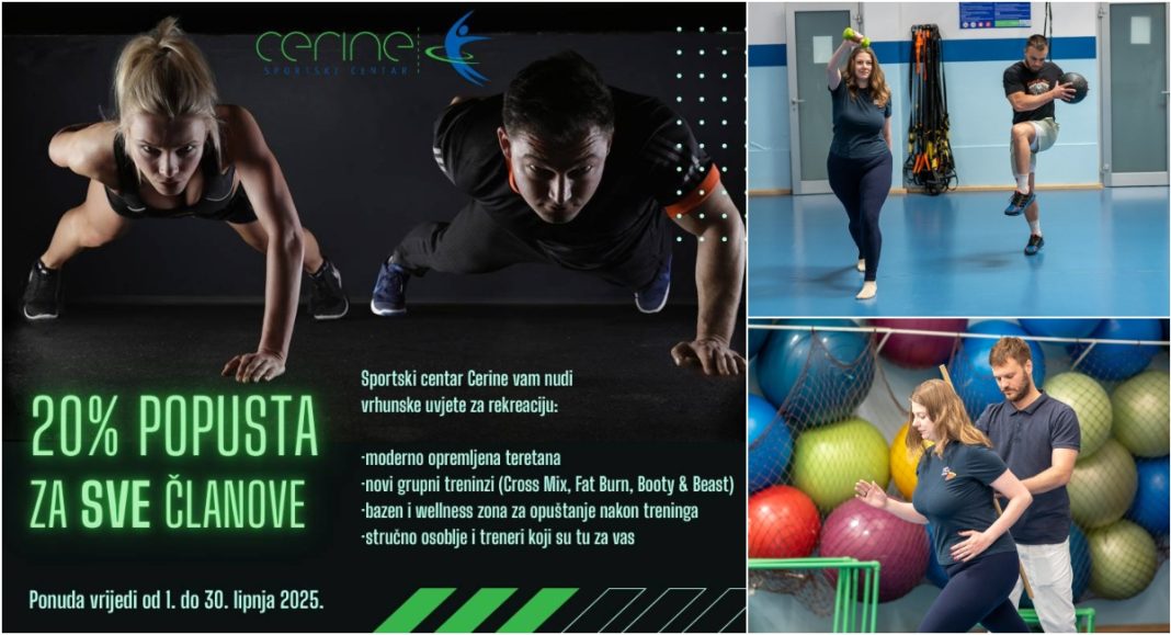 Svi članovi Sportskog centra Cerine u lipnju vježbaju jeftinije! Svi članovi Sportskog centra Cerine u lipnju vježbaju jeftinije!