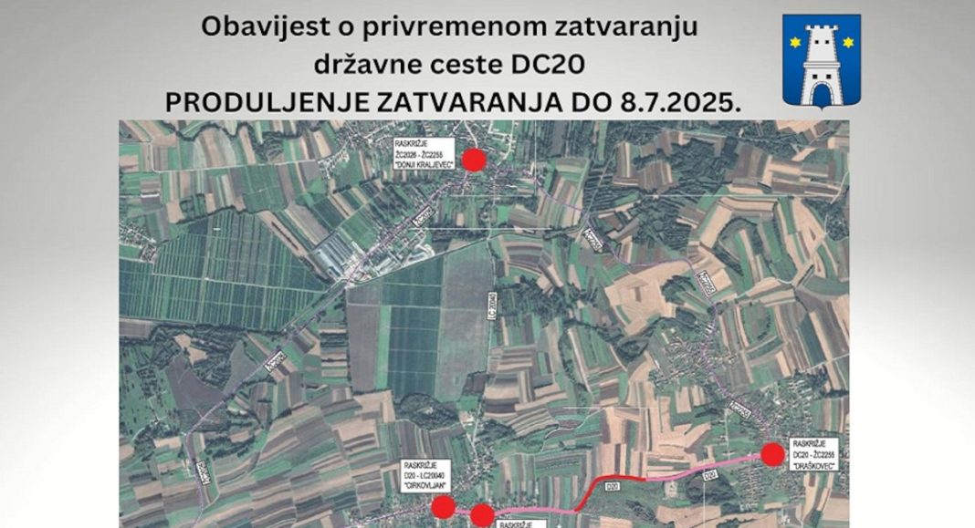 Hrvatske ceste: Zatvaranje DC20 između Cirkovljana i Draškovca produljeno do 8. srpnja! Hrvatske ceste: Zatvaranje DC20 između Cirkovljana i Draškovca produljeno do 8. srpnja!