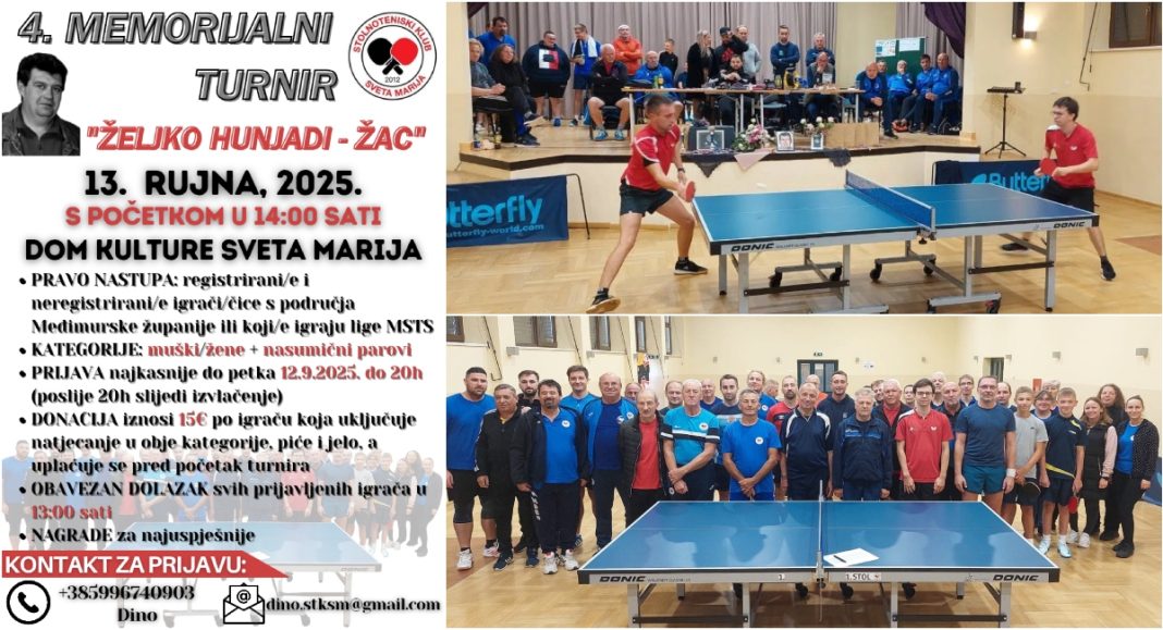 Ne propusite 4. Memorijalni turnir ‘Željko Hunjadi – Žac’ u Svetoj Mariji Ne propusite 4. Memorijalni turnir ‘Željko Hunjadi – Žac’ u Svetoj Mariji