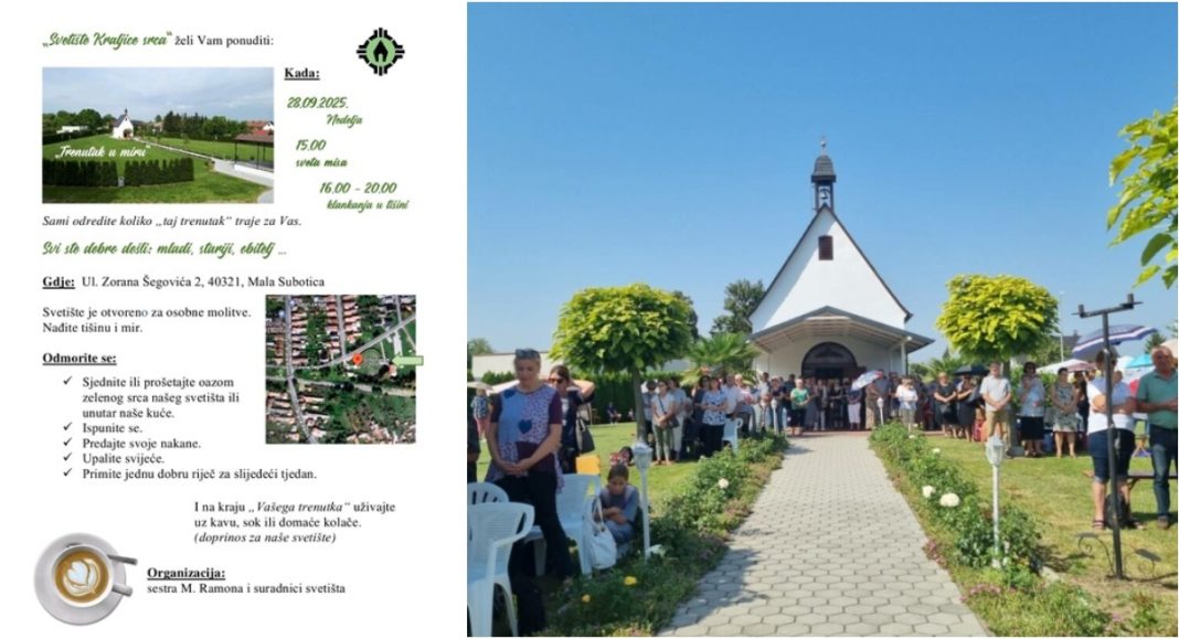 „Trenutak u miru“ u svetištu Kraljice srca u Maloj Subotici 28. rujna „Trenutak u miru“ u svetištu Kraljice srca u Maloj Subotici 28. rujna