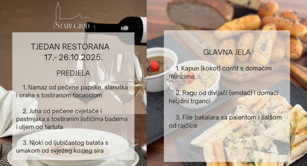 Jesenski Tjedan restorana u Starom gradu: sezonski okusi koji osvajaju na prvi zalogaj Jesenski Tjedan restorana u Starom gradu: sezonski okusi koji osvajaju na prvi zalogaj