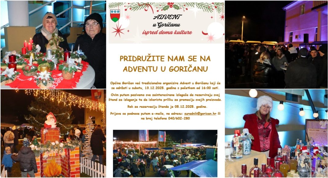 Tradicionalni Advent u Goričanu održat će se 13. prosinca – prijave izlagača u tijeku! Tradicionalni Advent u Goričanu održat će se 13. prosinca – prijave izlagača u tijeku!