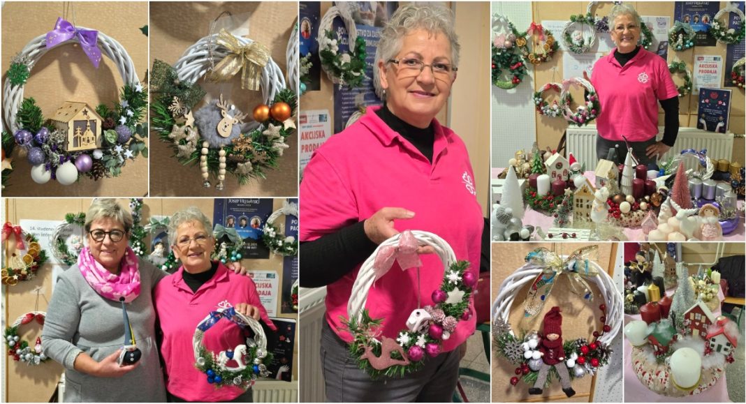 FOTO U čakovečkoj bolnici nabavite prekrasne adventske vijence članica Županijske lige protiv raka! BeFunky collage 2025 11 25T112225.276