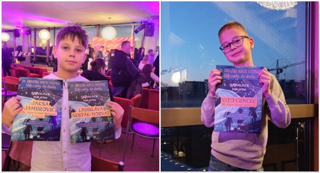 Mladi pjesnici Vito Crnčec i Jakša Jambrović briljirali na Hrvatskom dječjem festivalu u Zagrebu Pjesnici naslovna (1)