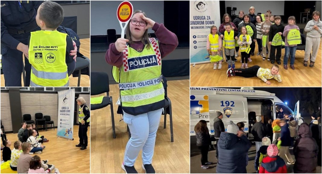 FOTO U Novom Selu Rok održana akcija “Sigurno u prometu” za djecu iz Udruge za sindrom Down BeFunky collage 2025 12 04T112503.149