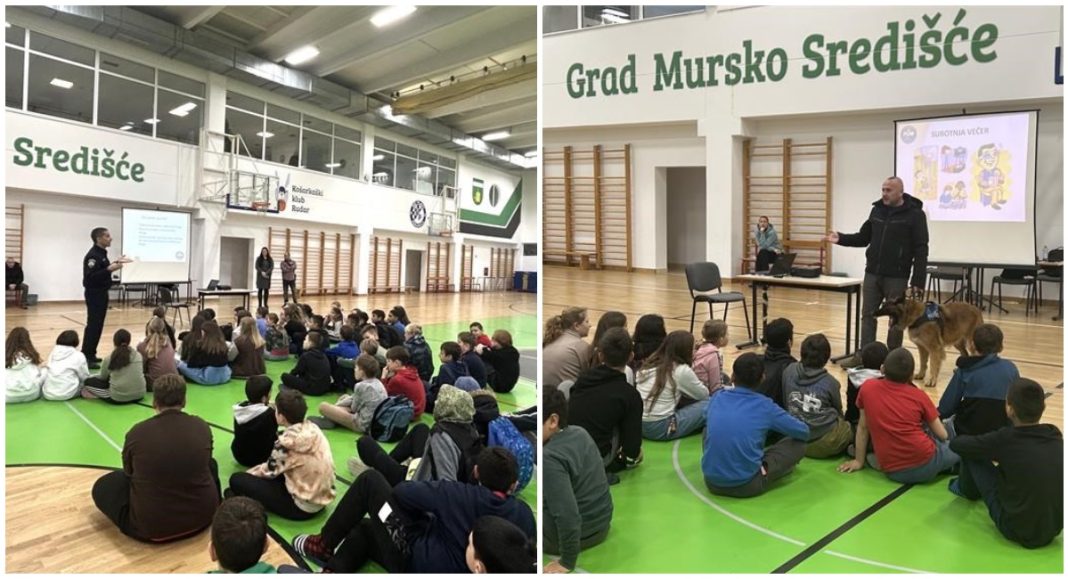 FOTO Učenici OŠ Mursko Središće prošli edukaciju ‘Reci ne drogama’ i upoznali policijskog psa Loku BeFunky collage 2025 12 04T143736.742