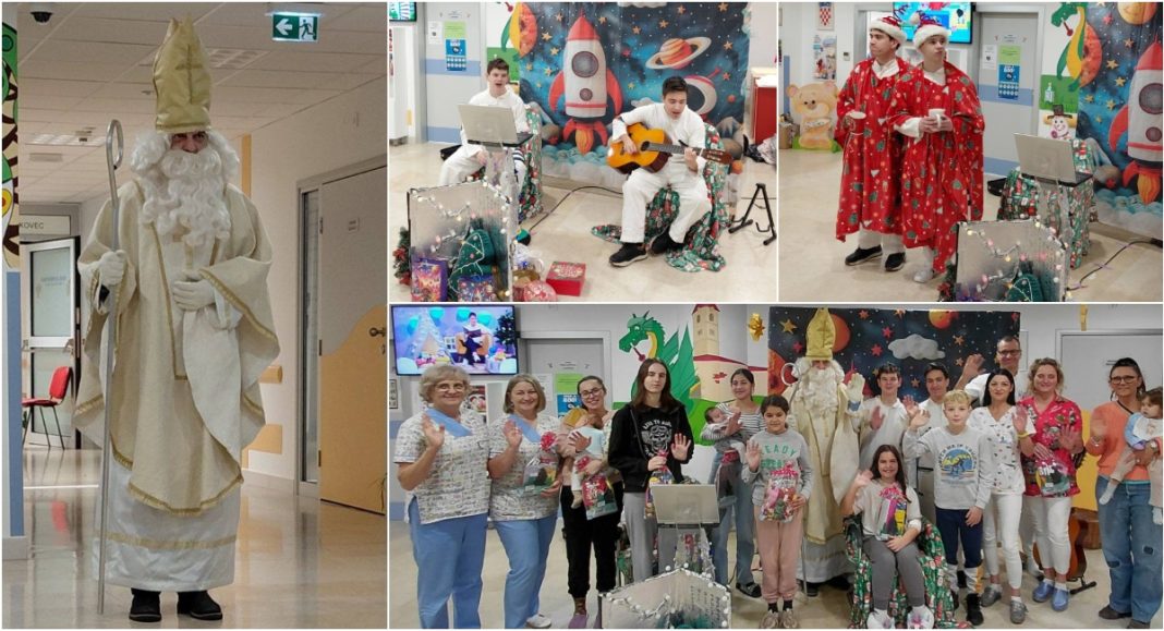 FOTO Dječje gradsko kazalište Čakovec razgalilo mališane na pedijatriji blagdanskom predstavom BeFunky collage 2025 12 08T093005.221