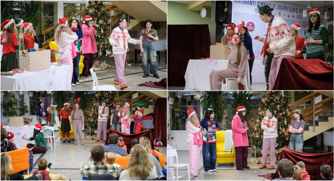 FOTO Blagdansko darivanje djece zaposlenika u Gimnaziji Josipa Slavenskog Čakovec BeFunky collage 2025 12 08T152040.630