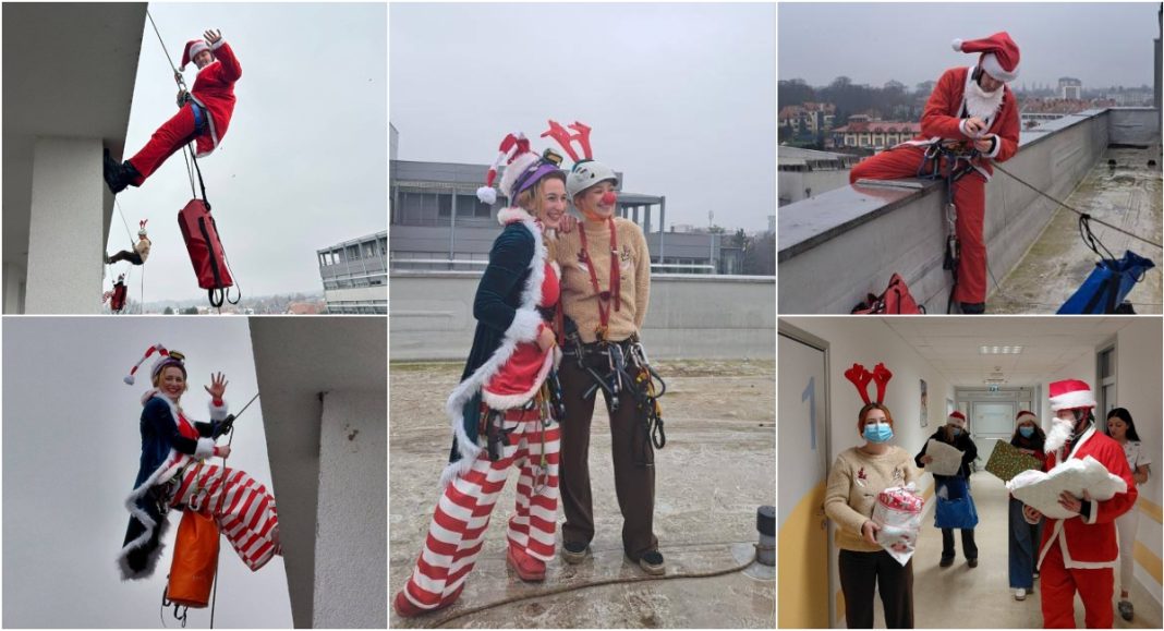 FOTO Blagdanska čarolija speleologa razveselila male pacijente u Županijskoj bolnici Čakovec BeFunky collage 2025 12 22T174337.412