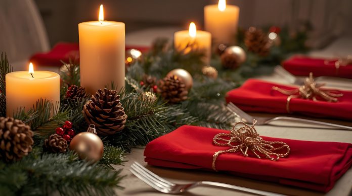 Festive table setting with candles 10007403