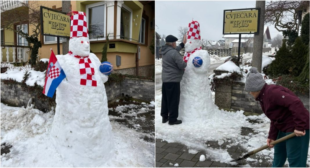 Snjegović u hrvatskim bojama: Deda Rudi i baka Slava bodre rukometaše iz Miklavca BeFunky collage 2026 01 17T163832.476