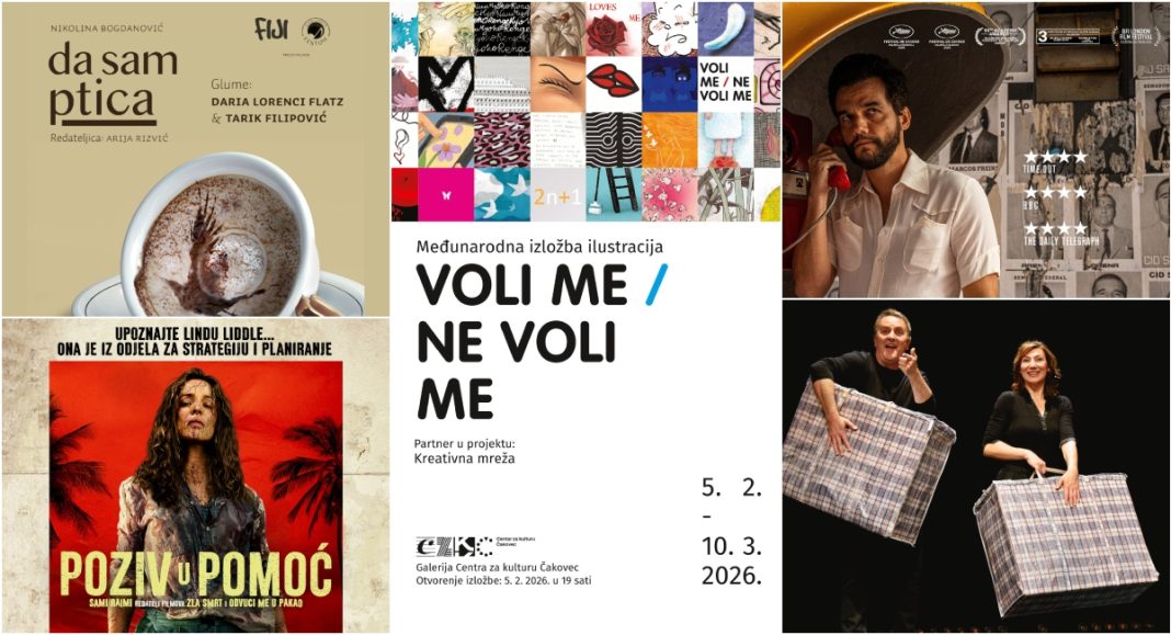 Od izložbe do filmova u Centru za kulturu Čakovec: „Voli me / Ne voli me“, „Da sam ptica“, „Poziv u pomoć“… BeFunky collage 2026 02 03T152249.847