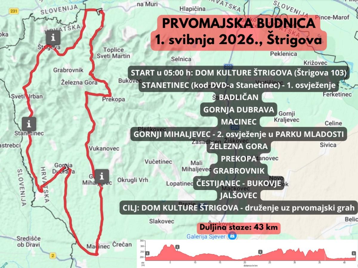 Prvomajska budnica u Štrigovi ruta