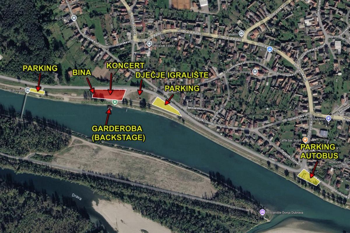 Lokacija koncerta u Donjoj Dubravi