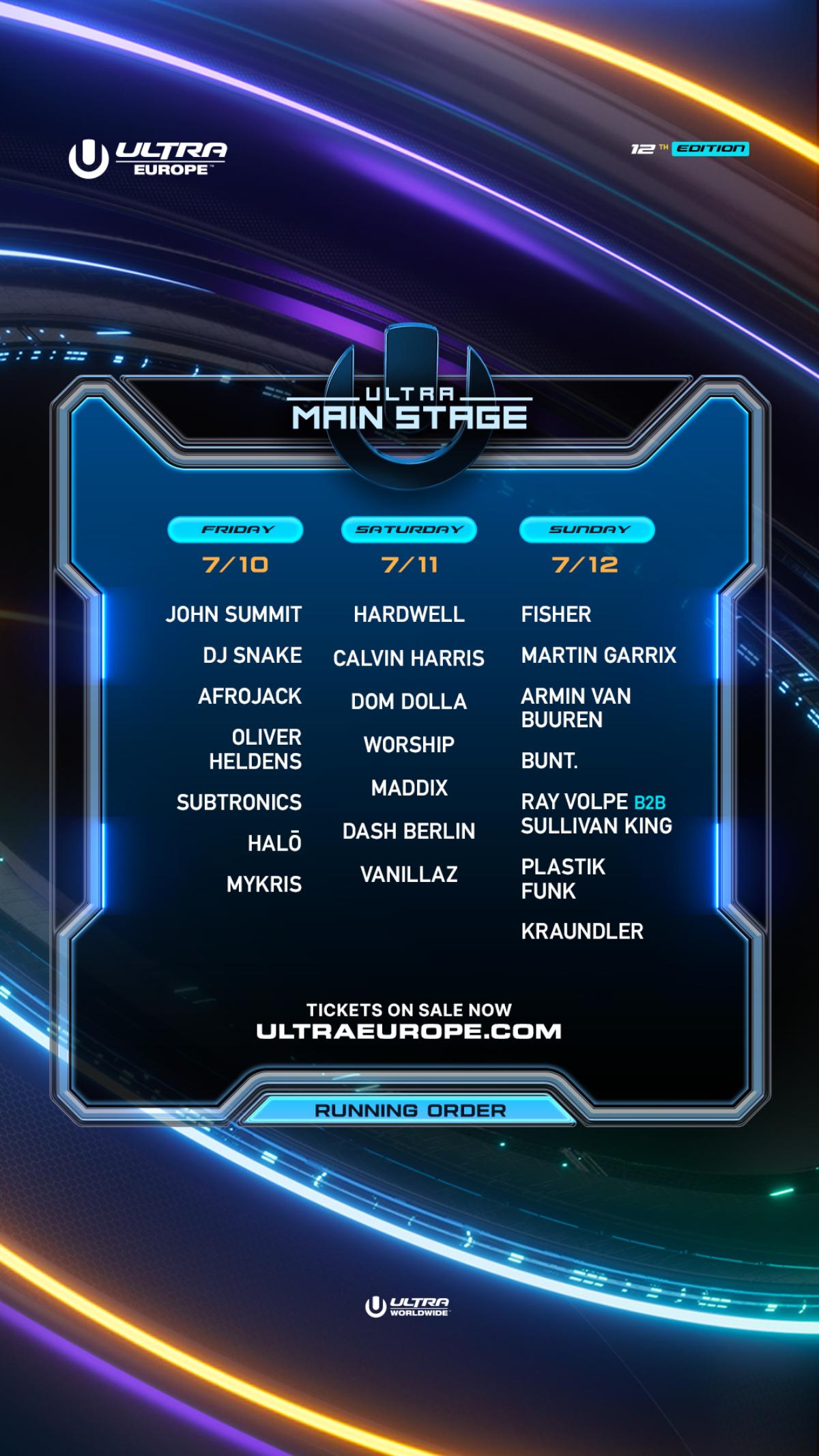 ULTRA EUROPE 2026 RUNNING ORDER IG STORY