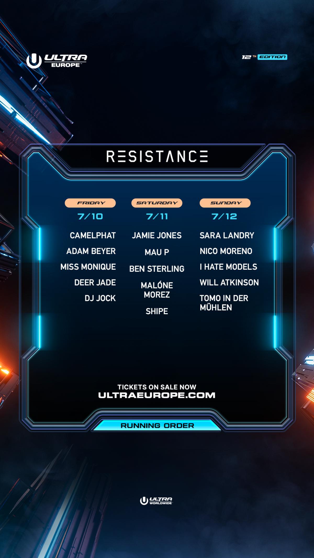 ULTRA EUROPE 2026 RUNNING ORDER IG STORY
